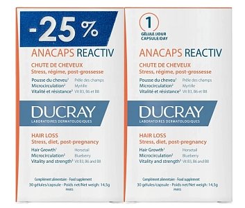 Ducray Πακέτο Προσφοράς Anacaps Reactiv Hair Loss 2x30caps