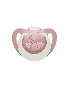Nuk Πιπίλα Σιλικόνης First Choice Night 0-6M Bunny με Θήκη 1τμχ