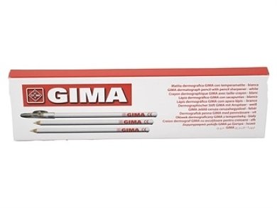 Gima Δερματολογικό Μολύβι με Ξύστρα Χρώμα Λευκό 1 Χ 6 Τεμ