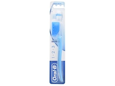 Oral-B Οδοντόβουρτσα 1-2-3 Indicator 35 Medium Γαλάζιο