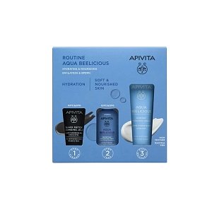 Apivita Routine Aqua Beelicious Κρέμα Ενυδάτωσης Πλούσιας Υφής, 40ml ΔΩΡΟ Black Detox Τζελ Καθαρισμού, 15ml & Aqua Beelicious Λοσιόν Ενυδάτωσης, 50ml