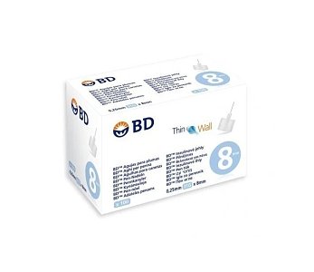 BD Thin Wall Αποστειρωμένες Βελόνες για Πένες Ινσουλίνης 0.25mm 31G x8mm 100τμχ