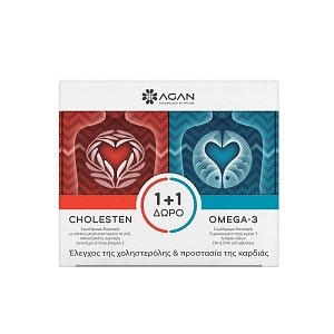 Agan Cholesten 30 φυτικές κάψουλες + Omega 3 1000mg 30 μαλακές κάψουλες, για τον Έλεγχο της Χοληστερόλης & Προστασία της Καρδιάς