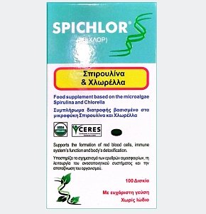 Medichrom Spichlor Συμπλήρωμα Διατροφής με Σπιρουλίνα & Χλωρέλλα για Τόνωση και Αποτοξίνωση 100 tabs