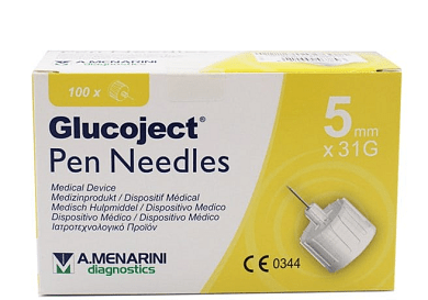 Menarini Glucoject Pen Needles Βελόνες Ινσουλίνης 5mm x 31g 100τεμ