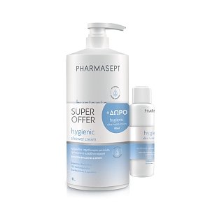 Pharmasept Hygienic Promo με Shower Gel Αφρόλουτρο για Σώμα, Πρόσωπο & Ευαίσθητη Περιοχή, 1L & Ultra Hydra Eνυδατικό Γαλάκτωμα, 80ml,