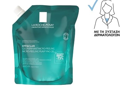 La Roche-Posay Effaclar Μicro-Peeling Purifying Gel Refill Τζελ Καθαρισμού για Eπίμονες Aτέλειες 400ml
