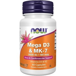 Now Mega D3 & MK-7 με Βιταμίνη D3 & Βιταμίνη K2 60 Φυτικές Κάψουλες