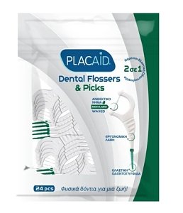 Placaid Dental Flossers & Picks Mint Οδοντικό Νήμα & Λαβή Οδοντογλυφίδα με Γεύση Μέντας 24 Τεμάχια