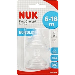 Nuk First Choice Plus No Colic Medium Teat 6-18m, 2 Τεμάχια
