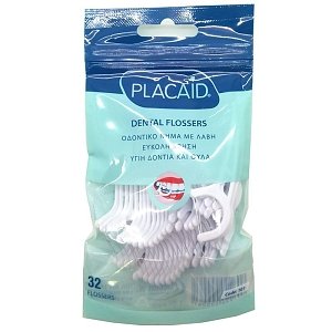 Plac Aid Dental Flossers 32 Τεμάχια Οδοντικό Νήμα με Λαβή