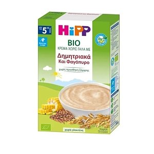 Hipp Bio Βρεφική Κρέμα Χωρίς Γάλα με Δημητριακά & Φαγόπυρο 200gr 5μ+