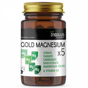 Inoplus Gold Magnesium x5 για την Καλή Λειτουργία των Μυών & του Νευρικού Συστήματος, 30 Δισκία