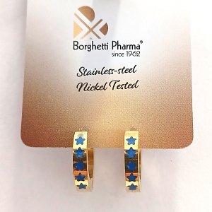 Inoplus Σκουλαρίκια Hoop Oro Stelline Smalto Colore Azzaro ART 1134, 1 Ζευγάρι
