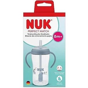 NUK Perfect Match Εκπαιδευτικό Ποτήρι με Καλαμάκι Σιλικόνης 8m+, 260ml